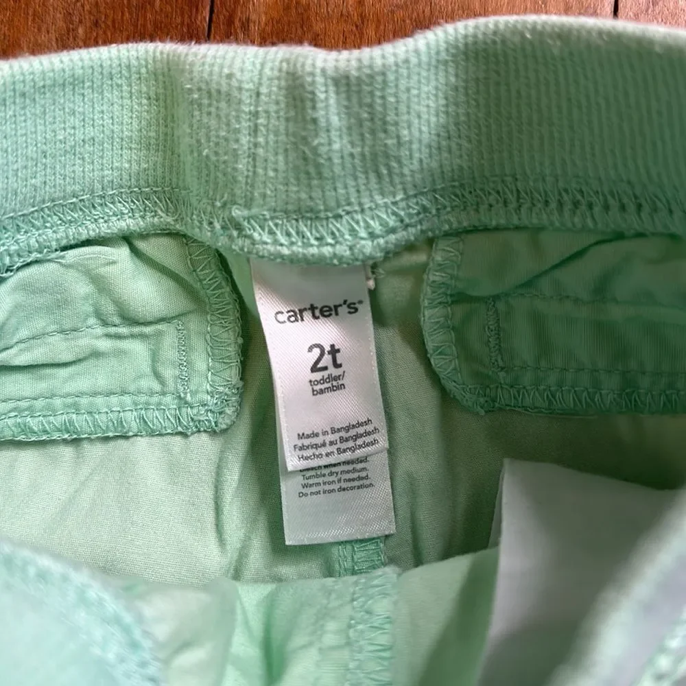 Carters Shorts 2T mint green cotton shorts pull on Spring Easter Pastel